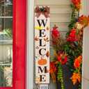 Hello Fall Welcome Wooden Porch Sign 47" with Bow Fall Decorations Outdoor Front Door Porch Decor Large Rustic Farmhouse Standing Sign for Garden Home Yard Season