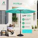 JEAREY 10FT Outdoor Patio Umbrella Outdoor Table Umbrella with Push Button Tilt and Crank, Market Umbrella 8 Sturdy Ribs UV Protection Waterproof for Pool, Garden (Turquoise)