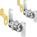 Cam Lock Thumb Operated Offset, 1-1/8 Cabinet Locks 2PCS RV Compartment Lock, RV Storage Locks Replacements Keyless Non-Locking Fits on Camper, Vehicles, Files Drawers (1-1/8 Inch 2Pcs)