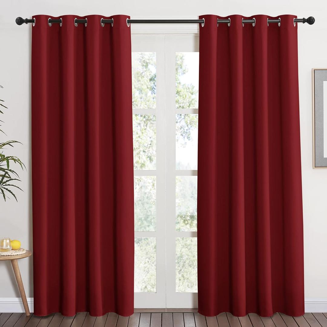 NICETOWN Burgundy Curtains for Living Room - (Burgundy Red) Home Decor Energy Smart Thermal Insulated Window Treatment Drape/Drapery for Patio Door, 52x84 Inch,1 Piece (52"W x 84"L (Pack of 1))