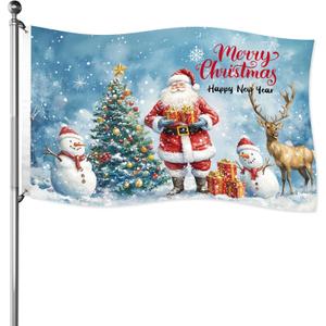 Merry Xmas Double-Sided 5x3ft Christmas Flags for Outside, Perfect for Home, Yard & Garden