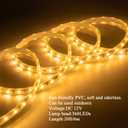 20FT Warm White Rope Lights Outdoor, 12V IP65 Waterproof Led Rope Lights Indoor Cuttable, Flexible Led Strip Lights Cuttable Plug-in for Patio Deck Bedroom Kitchen Bedroom Christmas