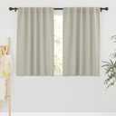 RYB HOME Blackout Curtains for Bedroom, Window Shades Thermal Insulating Privacy Drapes for Living Room Classroom Kitchen Bathroom Dining, Wide 42 x Long 45 inch, Natural 2 Panels