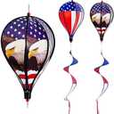 Pack 43-Inch Patriotic American Flag Hot Air Balloon Wind Spinner Twister, Outdoor Hanging Windmill Decor for Garden Lawn Yard, Fourth of July, Memorial Day, and Veterans Day Decorations
