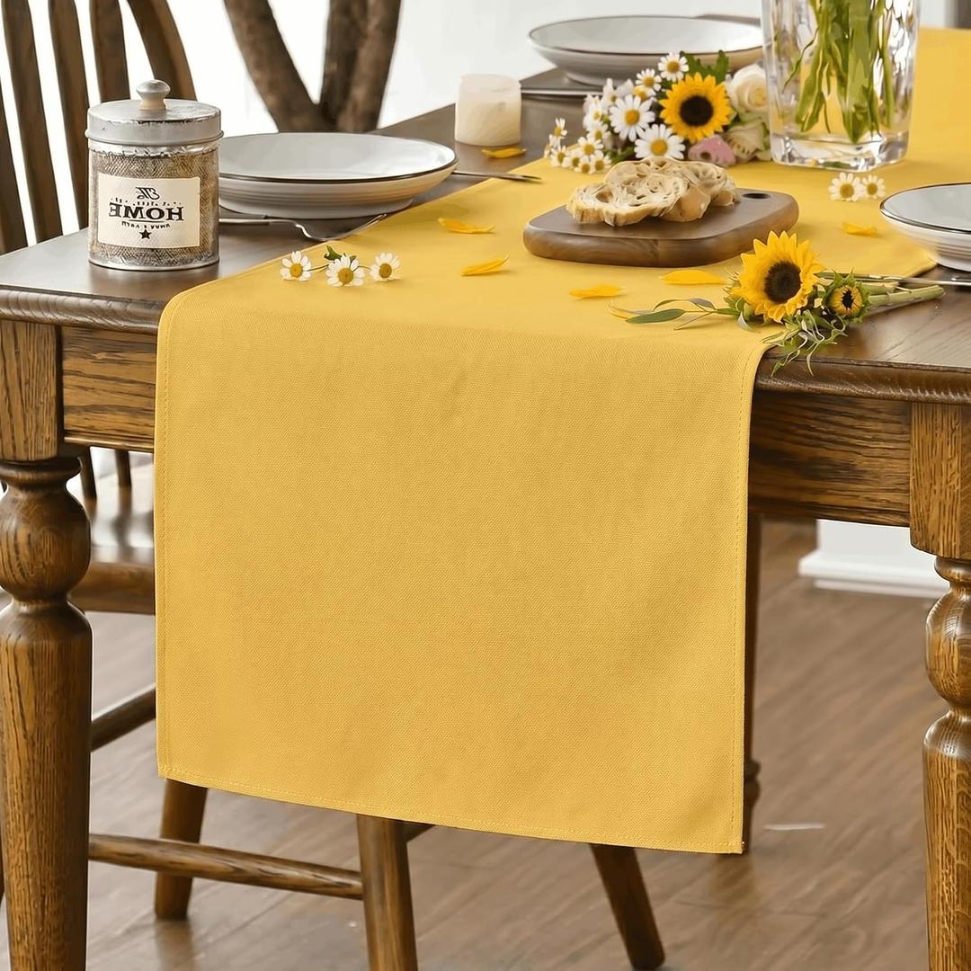 2 x Artoid Mode Yellow Table Runner, Seasonal Summer Fall Washable Kitchen Dining Table Decoration for Home Party Decor 13x72 Inch