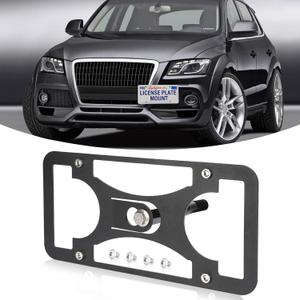 Front Bumper Tow Hook License Plate Mount Bracket Compatible with Audi Q5 2009-2017, No Drill Plate Holder, Replacement Frames with Accessories Kit