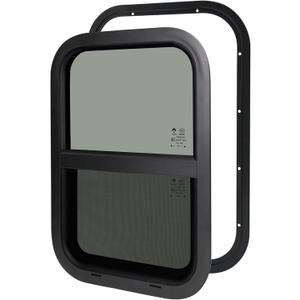 NOVINO RV Windows for Cargo Trailer, 15" W x 22" H RV Camper Cargo Trailer Windows Replacement, Vertical Sliding,Fit 15/16" or 1-3/8" Thick Wall,Allow Error 1/16,DOT Approved