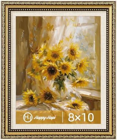 HappyHapi 8x10 Picture Frame Gold, Vintage Picture Frames for Wall or Tabletop Display, Antique Photo Frame for Wall DécorRetro Home Decor, 1 Pack