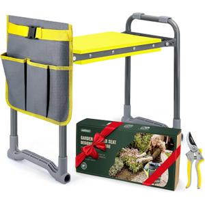 Jardineer Garden Kneeler and Seat Heavy Duty with Handles - 2-in-1 Padded Gardening Stool for Seniors, Ergonomic Foldable Gardening Gifts for Women Men Mom (Yellow)