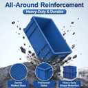 Heavy Duty Storage Bins, 3-Pack Stackable Tool Storage Box for Hardware, Screws, Nuts and Bolts, Space-Saving Straight Wall Container for Garage, Workshop & Factory, 13.5"L 10.3"W 5.1"H, Blue