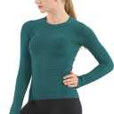MathCat Seamless Workout Shirts for Women Long Sleeve Yoga Tops Sports Running Shirt Breathable Athletic Top Slim Fit (Small, Dark Green)