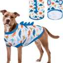 UPF 50+ Sun Protection Dog Shirt - Sleeveless Cooling Vest for Medium Dogs Boy, Quick-Dry Pet T-Shirt with Funny Dinosaur Horns, UV Protective Breathable Dog Clothes U-COSBX02M