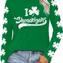 St Patricks Day Shirt Women Shamrock Shirts Lucky Irish Clover Tshirts Saint Patricks Day Long Sleeves (Green, M)
