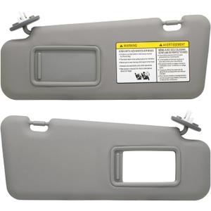 Driver Left & Passenger Right Side Sun Visor Replacement Compatible with Toyota Highlander 2008 2009 2010 2011 2012 2013 Replaces# 74320-48500-B0 74320-0E050-B0 Color Gray