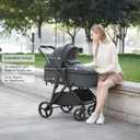 Gromast 3-in-1 Baby Stroller, Convertible Stroller for Newborn Infant Toddler with Reversible Seat, UPF 50+ Canopy & Cup Holder - Gray