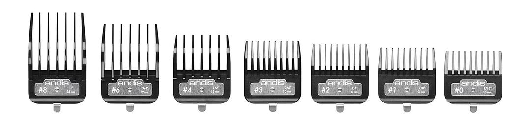 Andis 33640 BG-Series Premium Metal Clip Comb Set - Provides Sharp Cutting Blades with Long-Lasting Performance,  7 Different Sizes Black