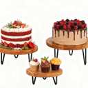 3 Pcs Buffet Risers, Wood Round Food Riser Dessert Table Display Stand Set for Party Wood Cupcake Stands Nesting Table for Home Decor (Natural)