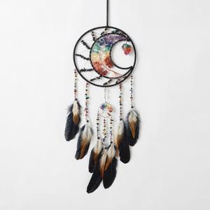 Dream Catchers Tree of Life Dream Catcher Black Feather Dreamcatcher Wall Decor with Healing Crystal Stone & Fluorite Wall Art Hanging for Bedroom Home Decor Bless Gift Wedding Garden