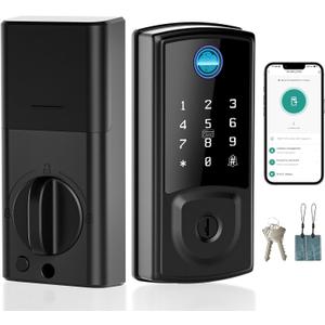 Smart Door Lock,Keyless Entry Door Lock for Front Door,Security Smart Deadbolt with Touchscreen Keypad,App Remote Control Fingerprint