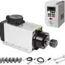 CNC Spindle Kits, 110V 2.2KW 2200W Air Cooled Spindle Motor Square CNC Spindle CNC Motor Spindle Motor + 2.2KW VFD + 13pcs ER20 Collets + Aviation Wire +Power Wire