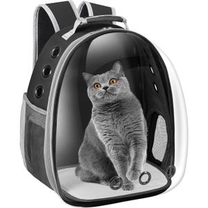 Cat Carrier Backpack, Pet Carrier Backpack Front Pack for Small Medium Cat Puppy Dog Carrier Backpack Bag Space Capsule, Pet Carrier for Travel Hiking Walking Camping (Black)