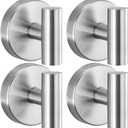 Heavy Duty Reusable Suction Cup Hooks for Shower - No Drill Bathroom/Glass/Mirror/Tiles & Metal Surfaces,and Smooth Non-Porous Surfaces for Towels, Robes, Loofahs (4, Brushed Nickel)