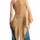 MakeMeChic Ponchos for Women Sheer Poncho Sweater Shawl Wraps Coverup White Knitted, S