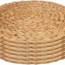 Round Woven Placemats Set of 6Rattan Placemats Natural Hand-Woven Water Hyacinth Placemats Farmhouse Weave Place Mats Table Mats for Dining, Table,Kitchen,Wedding