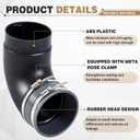 Kingdder 1 Pcs 4" 90 Degree Elbow Dust Collection Hose Fittings Include Connect Elbow and Metal Hose Clamps Rubber Flex Cuff Coupler for Woodworking Dust Collection Fittings Collector Accessories