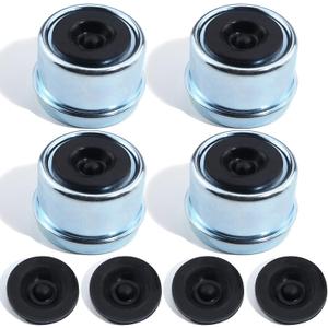 4PCS 1.98" Trailer Hub Cap,Trailer Axle Bearing Dust Cap Cup Grease Cover with 8 Rubber Plugs,Bolt Metal Trailer Axle Wheel Bearing and Hub Dust Caps for Most 2000 to 3500 Pound Axles Dexter