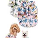 2 Pack Hawaiian Dog Shirts Hawaii Floral Style Summer T-Shirts for Small Dogs and Cats, XL