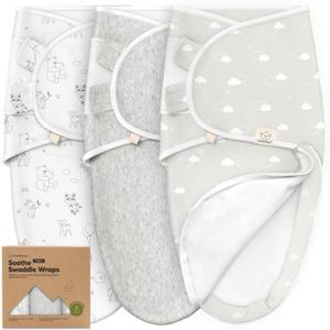 Baby Swaddle Sleep Sacks with Zipper - 3-Pack Swaddles for Newborns 3-6 Months, Infant, Baby Girls, Boys, Soft & Durable Newborn Sleep Sack, Easy Diaper Change Swaddling Blanket (Aspire, L)