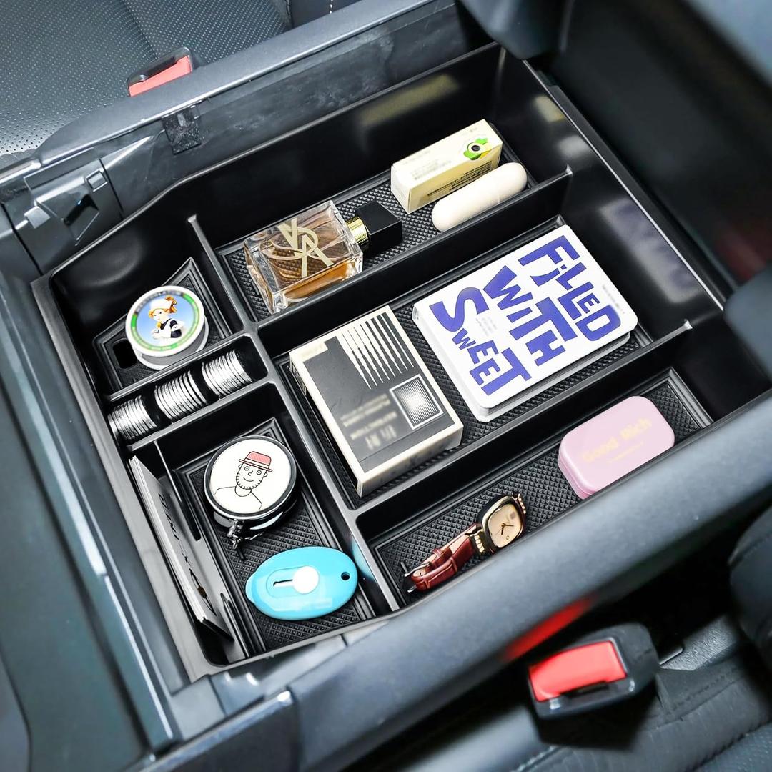 Center Console Organizer Tray Compatible with Ford F150 2021 2022 2023 2024 2025 Accessories, Middle Console Organizer Armrest Storage Box Black Trim(ONLY FOR 40/Console/40 Front-Seats)