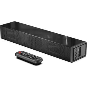 Small Sound Bar for TV, PC, Gaming, Surround Sound System, Mini TV Speaker Soundbar with Bluetooth/HDMI ARC/Optical/AUX/USB Connections (16 inch, Glossy)