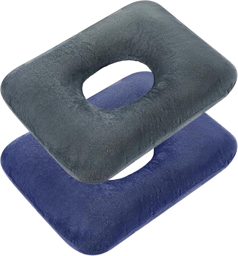 Sintuff 2 Pcs Sitting Donut Pillow for Tailbone Pain, Hemorrhoids, Bed Sores, Pregnancy, Pain Relief Seat Cushion Anti Decubitus Cushion Donut Shaped Postpartum Pillow for Home(Dark Gray, Blue)