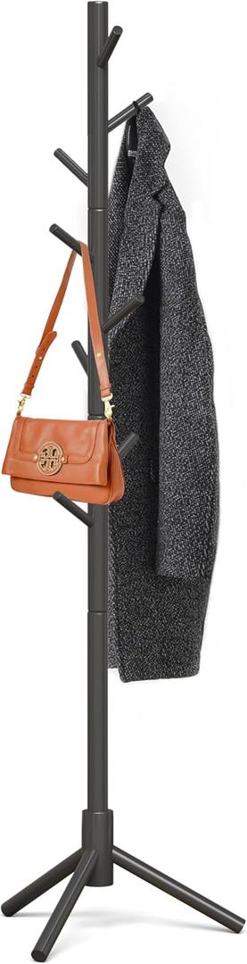 Z&L HOUSE Coat Rack Freestanding, Pure Natural Solid Wooden Coat Tree, 8 Hooks And Adjustable Height Floor Hanger, Used In The Bedroom Living Room Office To Hang Clothes, Hats, Bags