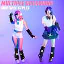 4 Pcs Y2k Star Leg Warmers for Girls Arm Warmers Streetwear Set Include Star Necklace Silver Bracelet Y2k Accessories Kawaii Gyaru Aesthetic Harajuku Jewelry Accessories for Girl Women (Black)