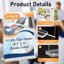 2 x PANDAMAN Acrylic Sign Stands 8.5 x 11 - 2 Pack Vertical Double Sided for Display, Plastic Flyer Holder for Picture Paper for Mall Office Home Store Restaurant