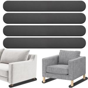 4 Pack Non-Slip Furniture Rail Pads for Recliners,Sofa,couches.Rubber Recliner Chair Floor Protectors,Pads to Keep Furniture from Sliding for Hardwood, Carpet, Marble Floor. 30.5''x3.9'' (Black)