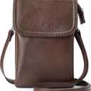 befen Genuine Leather Small Crossbody Bags for Women Cell Phone Bag Cross Body Purses,Silver Zipper