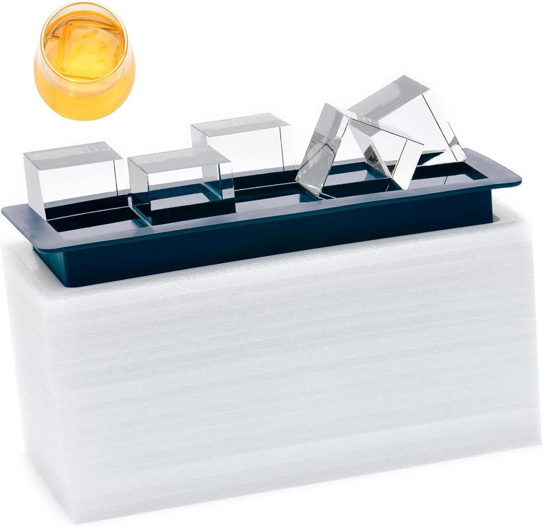 Clear Ice Cube Maker Silicone - Crystal Clear 2 Inch Ice Cube Tray,10 Large Ice Cubes Mold for Whiskey and Cocktail
