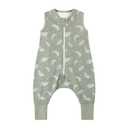 Owlivia 1.0 Tog 100% Organic Cotton Baby Sleeping Bag with Feet Toddler Sleep Sack with Legs Sleeveless Wearable Blanket(1.0 TOG Green Feather,4 Years-100)