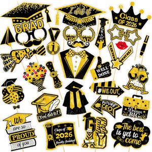 30 Pcs 2026 Graduation Photo Booth Props,Graduation Photo Booth Props, Funny Prom Party Props for Class of 2026 Graduation Party Decor