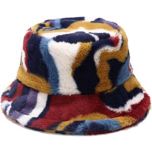 Dirholl Women's Winter Faux Fur Fuzzy Warm Bucket Hat (Medium)