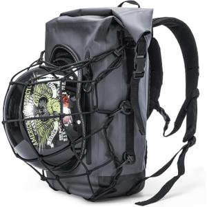 Motorcycle Backpack Waterproof 30L,Motorcycle Backpacks for Men, Motorcycle Helmet Bag, Motorbike Helmet Bag,Large Capacity Laptop Rucksack (Gray With Black)