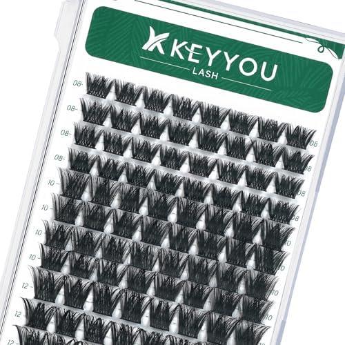 Lash Clusters 96pcs Individual Lashes Y02 D Curl 8-12MIX Cluster Lashes KEYYOU Volume Wispy Lash Extension Soft&Comfortable Easy DIY at Home(Y02,D-8-12MIX)