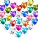 Hicarer 40 Pieces Diving Gem Pool Toys Colorful Diamond Crystal Acrylic Heart Shape Gems Summer Underwater Beach Games Swimming Pool Toys Training Gift Prize