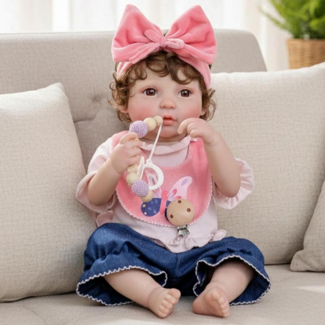 20-Inch Reborn Baby Doll, Cute Realistic Newborn Baby Doll with Hand-Rooted Hair, Poseable Full-Body Vinyl Baby Dolls for 3+ Ages, Room Decor, Birthday Gifts, Collectible (Pink), 20 inches x 9.5 inches x 7.6 inches