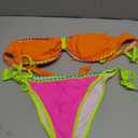 B2prity Women's Color Block Bikini Set Two Piece Tie Swimsuit Cheeky High Cut Bathing Suit for Summer Beach Pool (L)