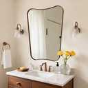 ANDY STAR Brushed Bronze Asymmetrical Mirror, 24"x32" Bathroom Mirror with Premium Stainless Steel Thin Frame, Antique Butterfly-Inspired Designer Mirror, Ideal for Bathroom, Powder Room, Entryway